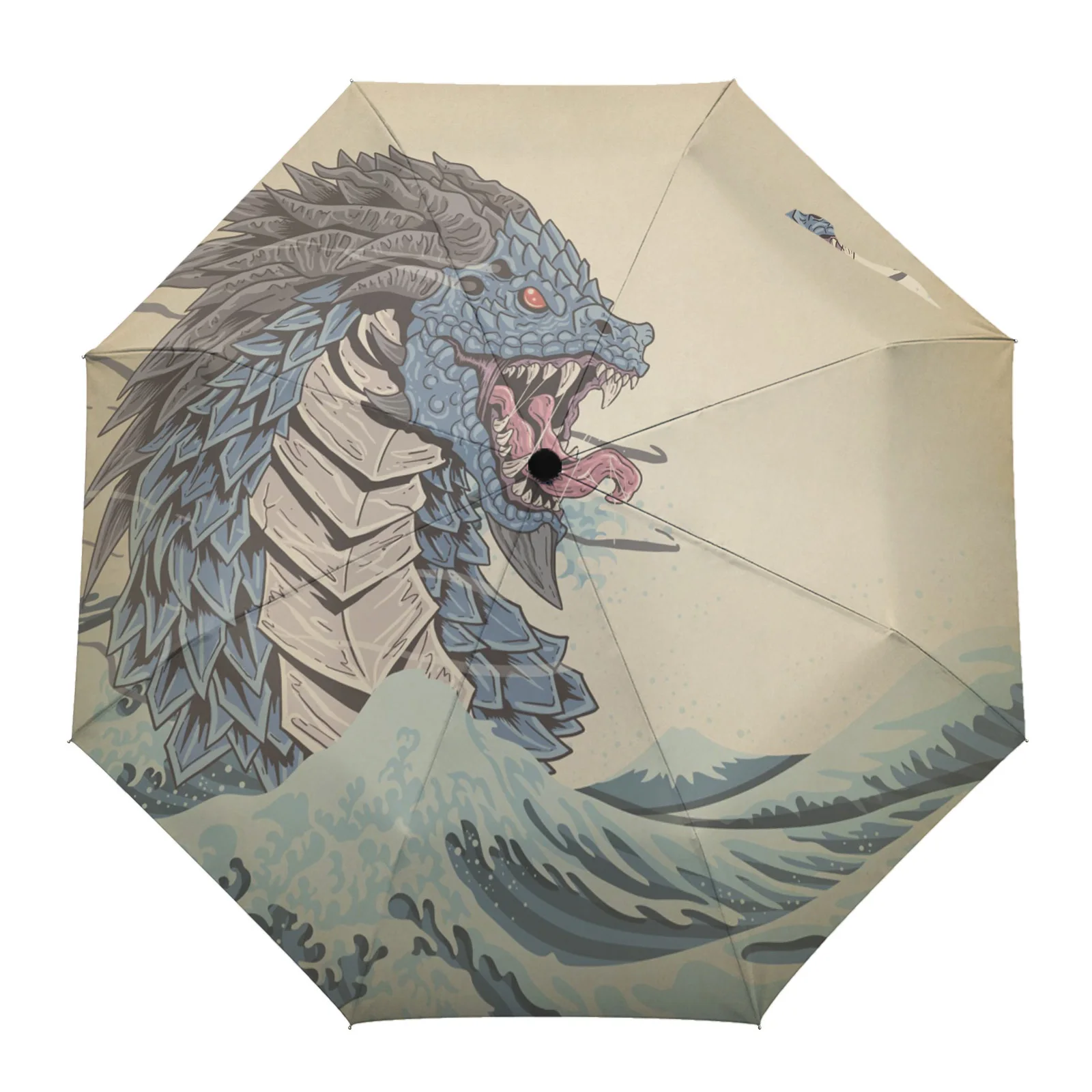 

Monster Sea Retro Dragon Sunny Umbrella Automatic Beach Umbrella Outdoor Adults Printed Rain Umbrella for Men Kids Parasol