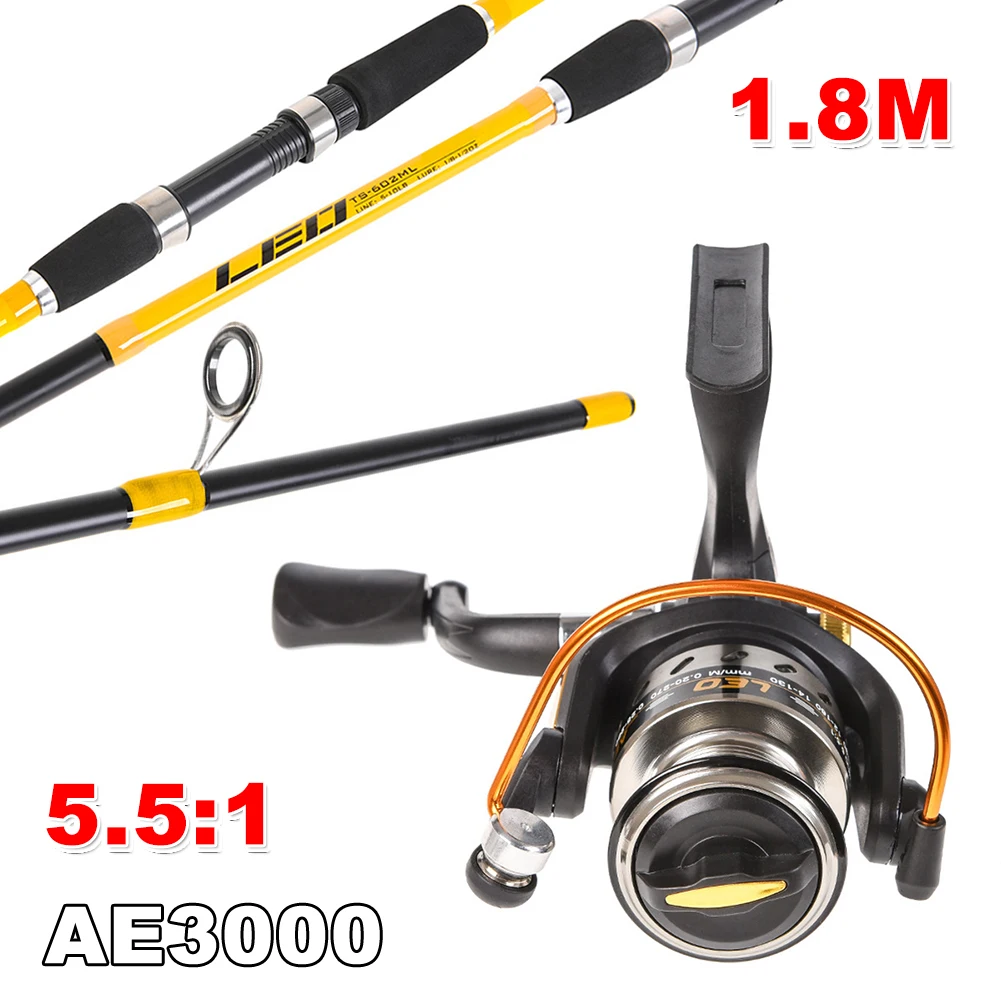 

Fishing Tackle Spinning Reels 3000 Series 8KG Max Drag 10BB and 1.8m Spinning Rod Carp Fishing Saltwater Freshwater Accessories