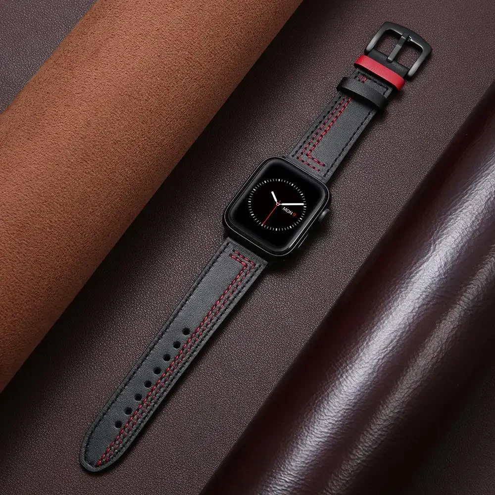 Фото Ремешок 44 45 мм для Apple Watch Band 44 мм Ultra 49 мм 40 мм 42/38 мм Кожаный браслет-петля iWatch series 10 8 7 3 4 5 6 se 41 мм/45 мм №3