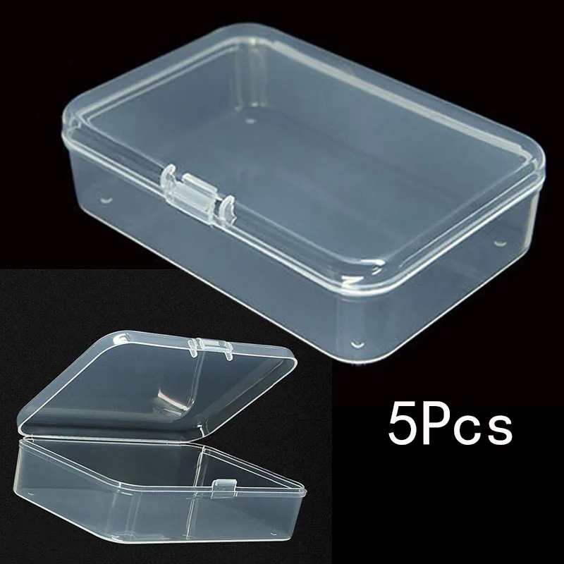 

Crafts Neads Organizer Clear Rectangle Case 5pcs Plastic Box Jewelry Packaging Receiving Storage Container Keeper