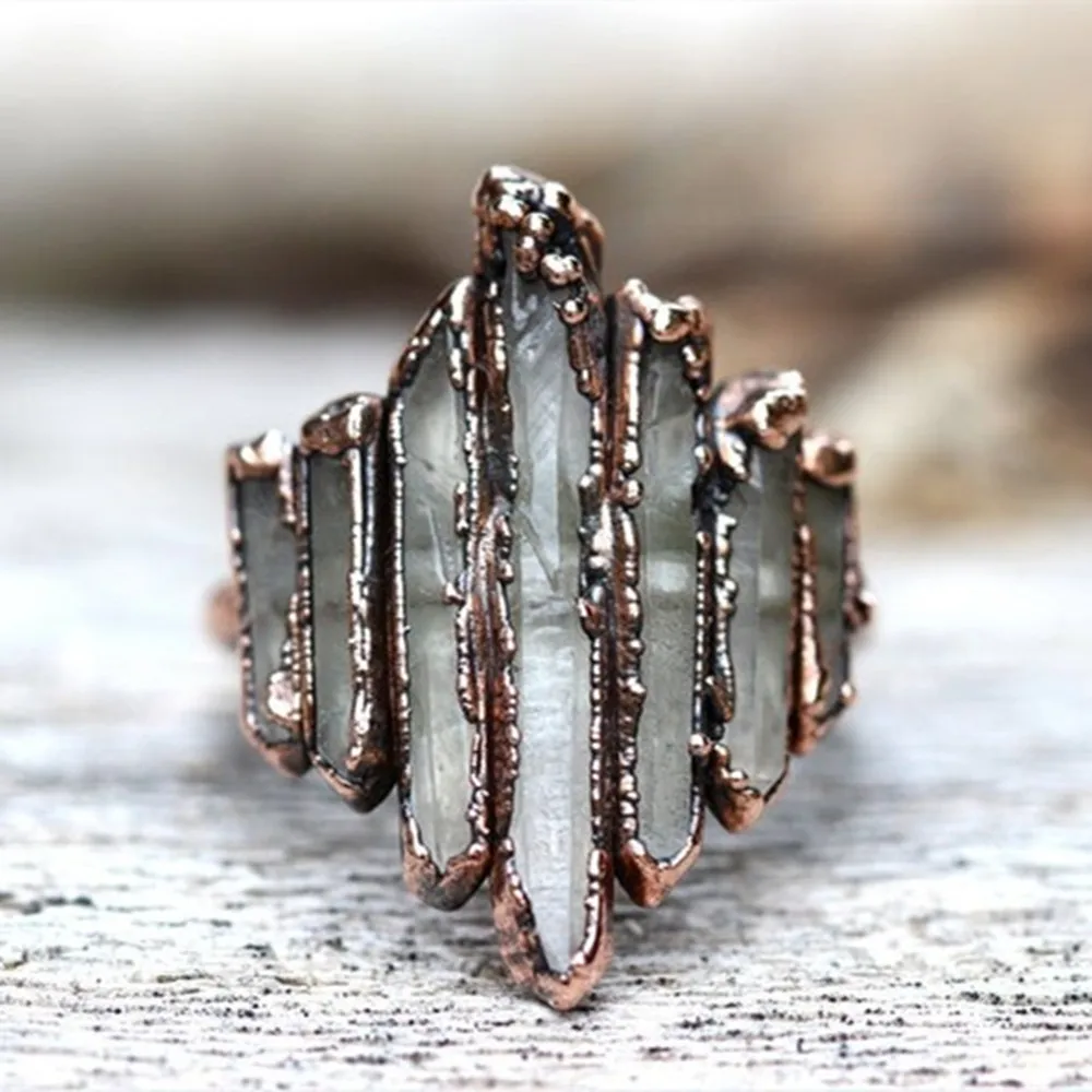 

Vintage One Size Rings Women Rock Wrapped Edge Drip Oil Design Alloy Electroplating Process Party Vacation Girl Jewelry