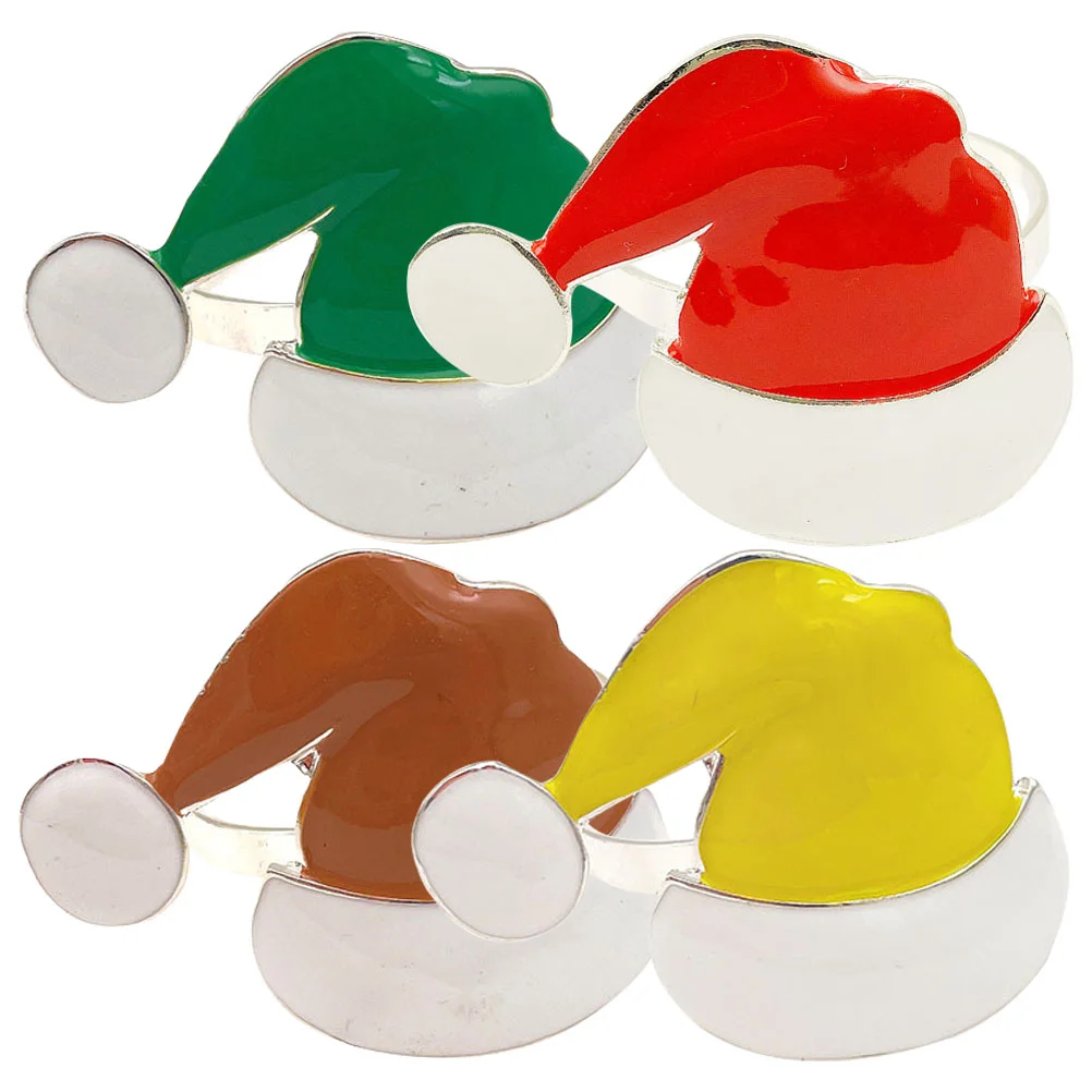 

Napkin Rings Christmas Holder Buckle Holiday Santa Ring Serviette Hat Xmas Decoration Claus New Year Table Dinner Vintage