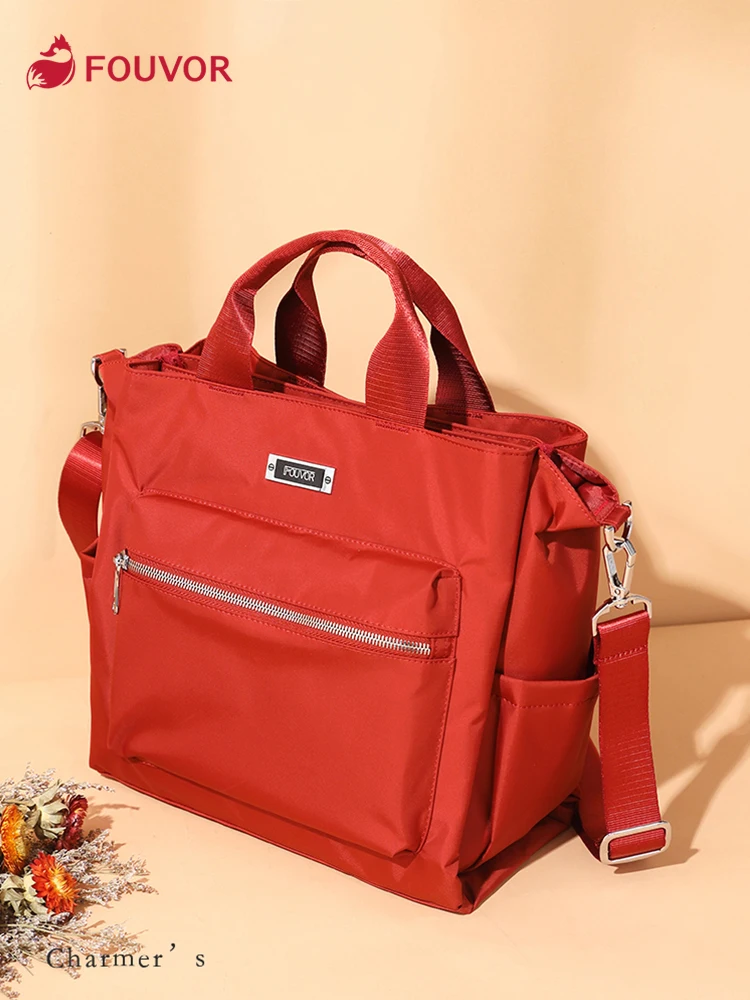 Fouvor 2023 Large Capacity Hand Bags For Women Large-sized Multi-pocket Shoulder Bag Oxford Handbag Canvas Messenger Bag 2941-11