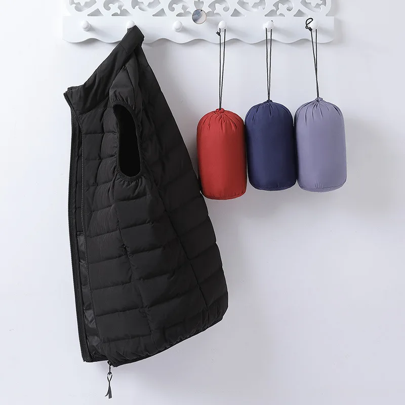 Down Vest for Men In Autumn and Winter New Stand Collar Waistcoat White Duck Down Light and Warm Casual Coat