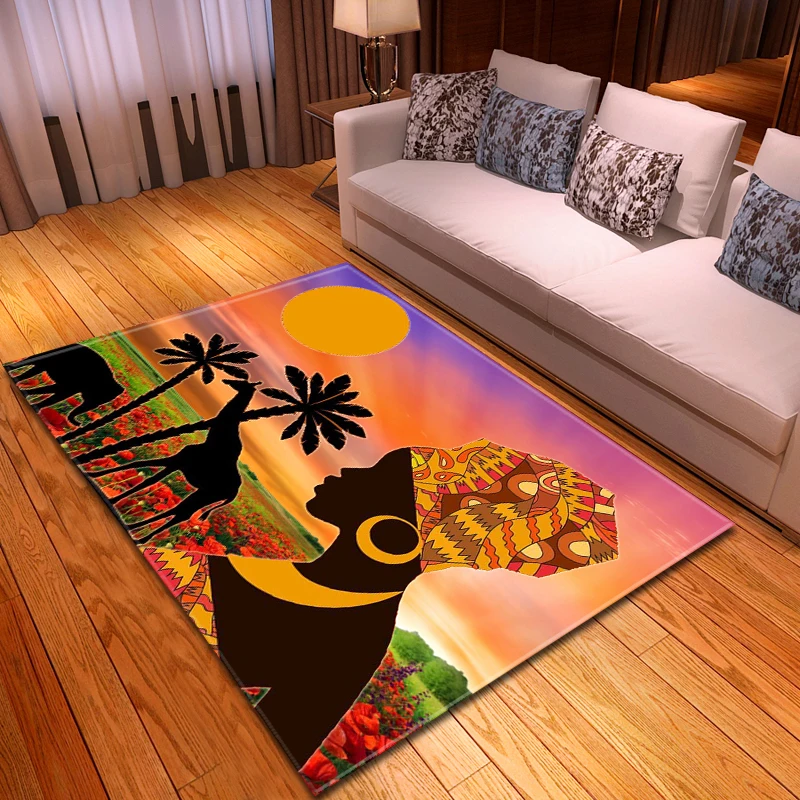 

African Lady 3D Carpets Large Girls Room Living Room Area Rug Bedroom Kitchen Rug Kids Play Mat Bath Floormat Indoor Doormat