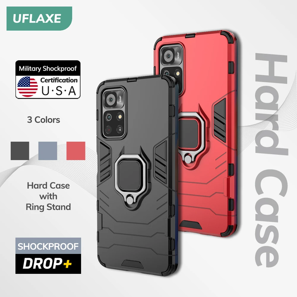 UFLAXE Original Shockproof Case for Xiaomi Poco M4 Pro / Poco M4 Pro 5G Back Cover Hard Casing with Ring Stand enlarge