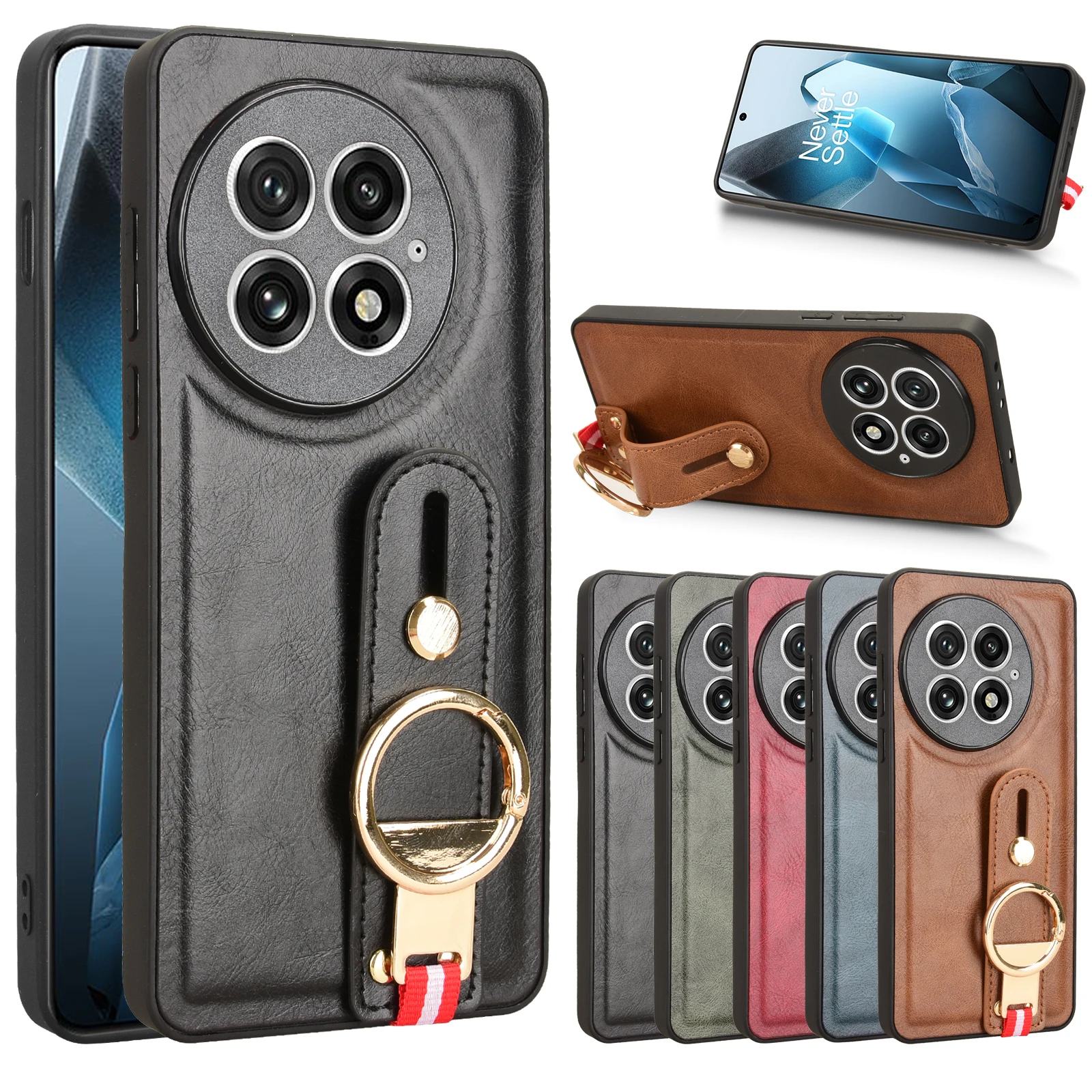 Для OnePlus 13 новый противоударный деловой кожаный чехол-браслет для One Plus 5G - Цена: 577