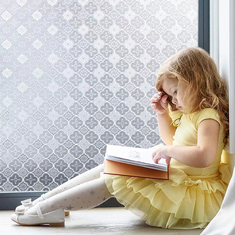 

Vintage Begonia Frosted Window Privacy Film Self Adhesive for UV Blocking Heat Control Glass Stickers