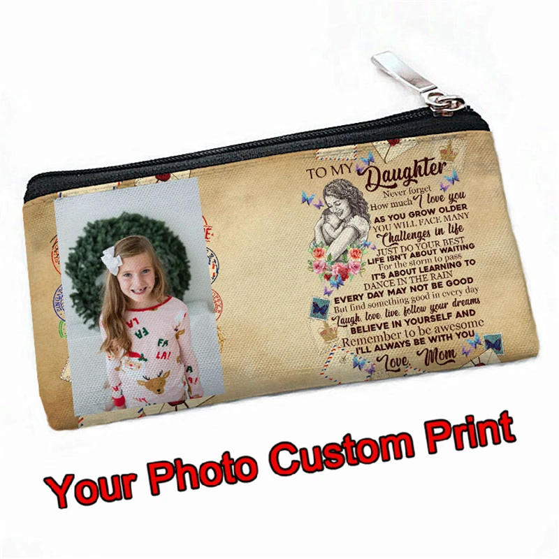 

Personalized Pencil Bag Custom Printed pen punch canvas Cosmetic Portable DIY Craft Gift for Office School Teen Girl Boy 051