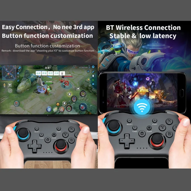 

2PCS Bluetooth 2.4G Wireless Controller For Nintendo Switch Pro PC TV Box Smart Phone Tablet PS3 Tesla Shock Joystick Gamepad