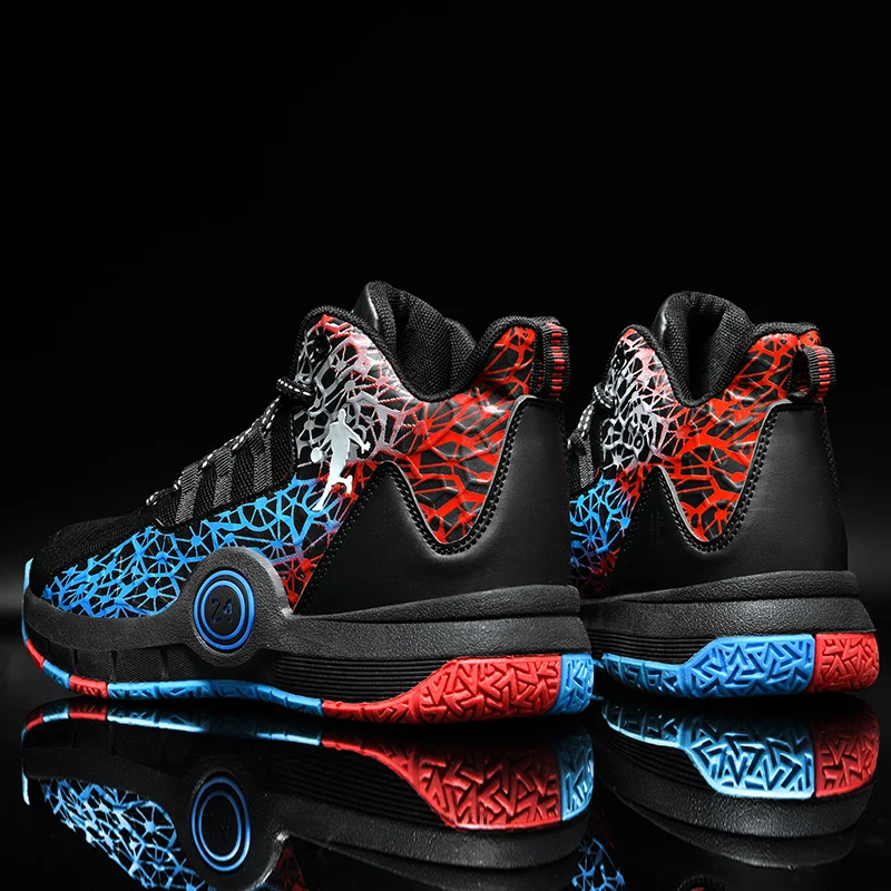 Men's Breathable Basketball Shoes Fashion Non-Slip Combat Sports Shoes Shock Absorption Student Training Sports Shoes Size 31-45