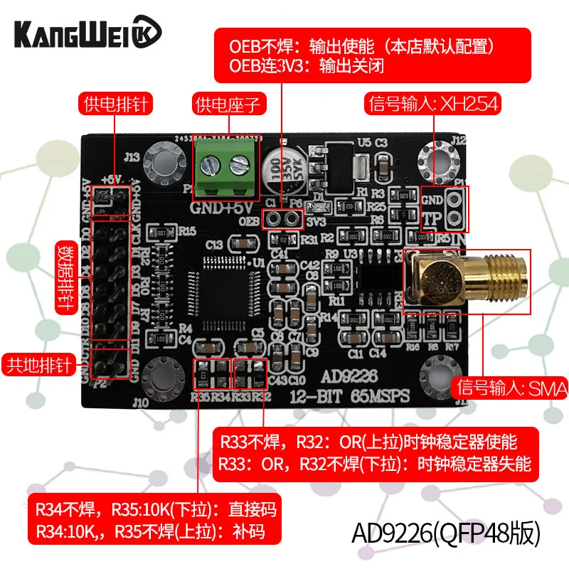 AD9226 высокоскоростной модуль ADC 65 м сбор данных дискретизации FPGA макетная плата -