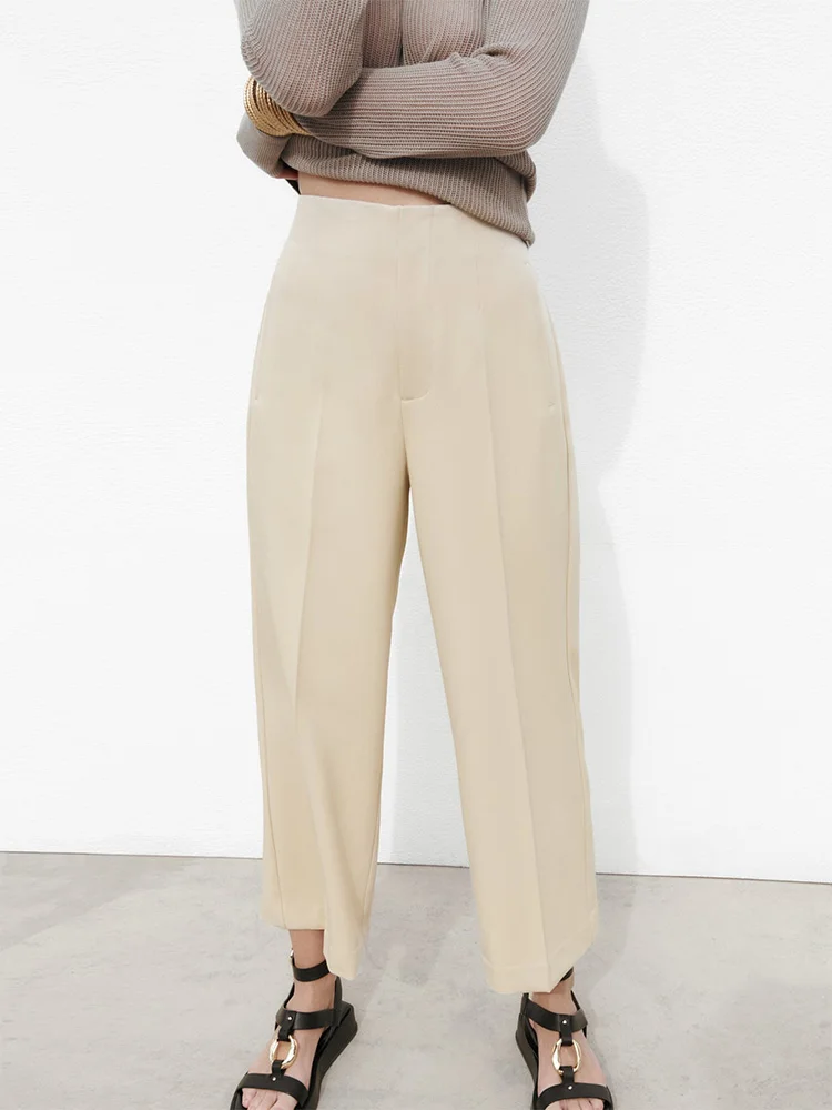 

Pants For Women 2023 Front Zip Fly False Welt Pockets High Waist Pants Office Elegant Straight Leg Trousers Womens Clothing