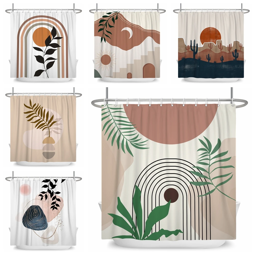 

Занавеска для душа в скандинавском стиле, водонепроницаемая цветная занавеска из полиэстера в стиле бохо, абстрактное искусство, для ванной комнаты