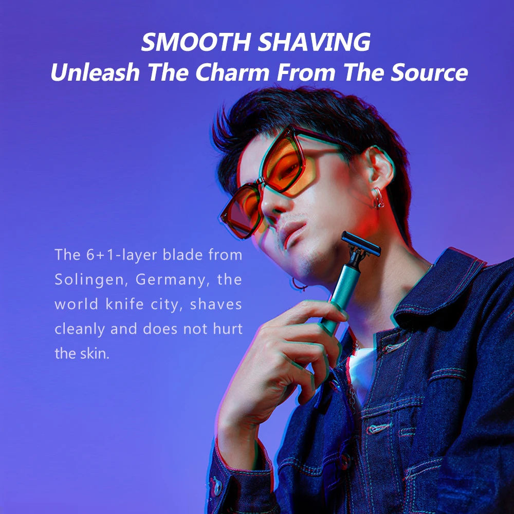 New Huanxing Razor for Men Home Travel Manual Shaver Anti Scratch Rust Oxidation 6-layer Blade Crystal Base Safety Beard Trimmer |