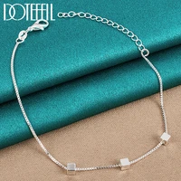 doteffil 925 sterling silver box chain slide 4mm square pendant bracelet for women wedding engagement party fashion jewelry