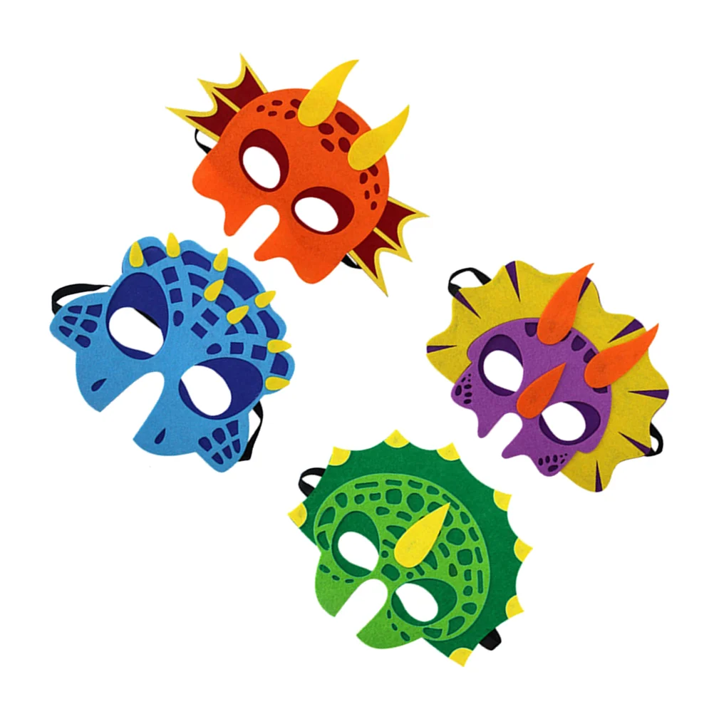 4 шт. детская маска динозавра с эластичными ремнями забавная фетровая тканевая