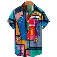 mens shirts printed with 3d graffiti paintings fashionable street clothes hawaiian mens shirts beach leisure lapels 2022