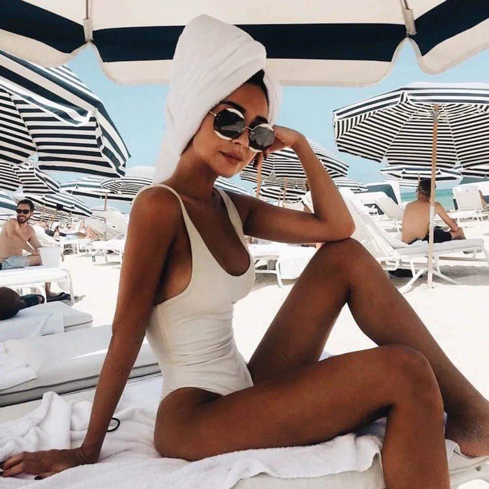 

Купальник 2022 3 Colors Women New Retro Elastic High Cut Low Back Swimwear Bathing Suits Holiday Travel Beach Hawaii Swimsuit
