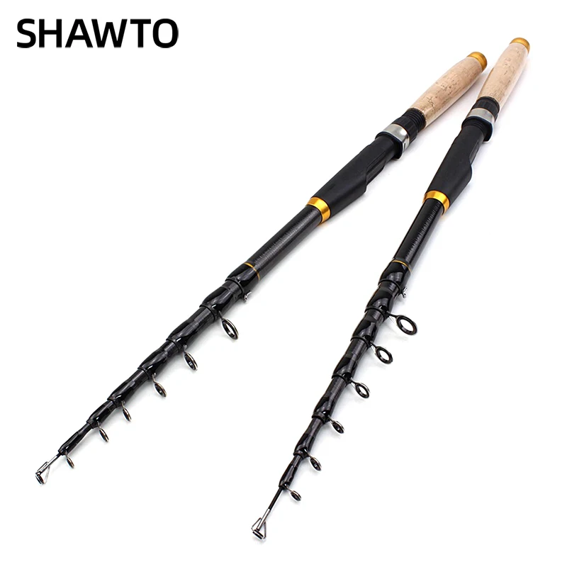 

Shawto Cork Handle Compact Telescopic Fishing Rod Carbon Fiber 1.8m 2.1m 2.4m 2.7m 3.0m 3.6m Lure Spinning Rod Ultra-Short Pole