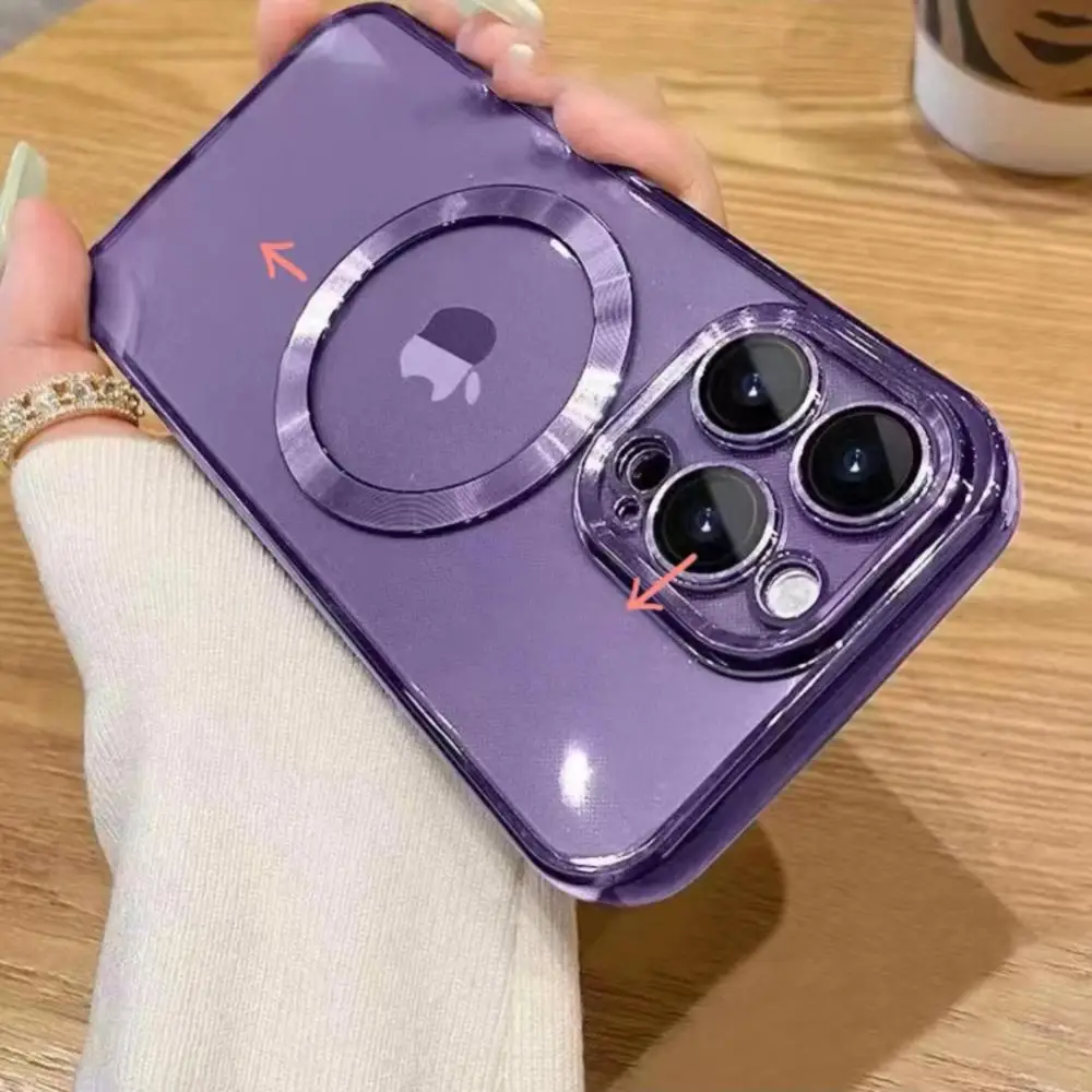 

High-end Luxury Electroplated Shell Clear Cover Shockproof Iphone Case Wireless Magnetically Charged Mobile Phone Case