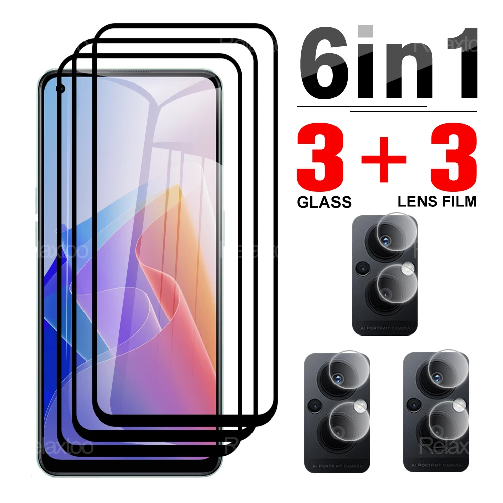 

6 в 1 шелковая пленка из закаленного стекла для камеры OPPO Reno 7 Z 8 Pro Plus HD полное покрытие защита экрана Защита от падения Водонепроницаемая про...