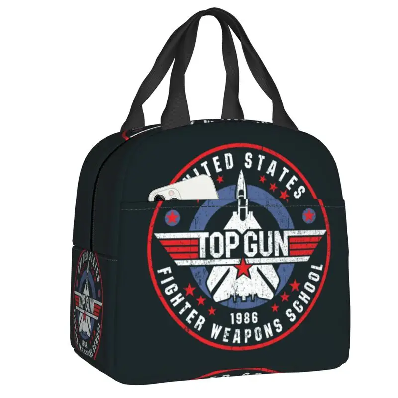 

US Fighter Weapons School Worn Insulated Lunch Bag for Camping Travel Top Gun Maverick Cooler Thermal Lunch Box Women Children