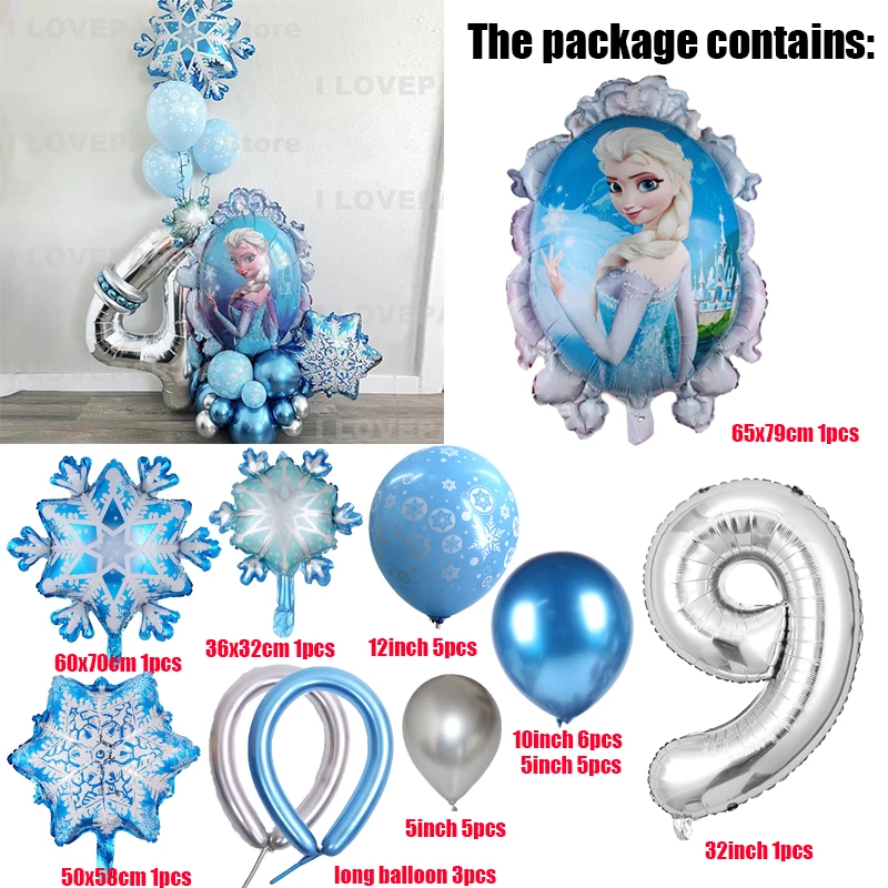 1set Disney Frozen Elsa Aluminium Foil Balloons Set Arch Garland Snowflake Latex Baloon Girl Birthday Kids Gifts Globos Baptism images - 6