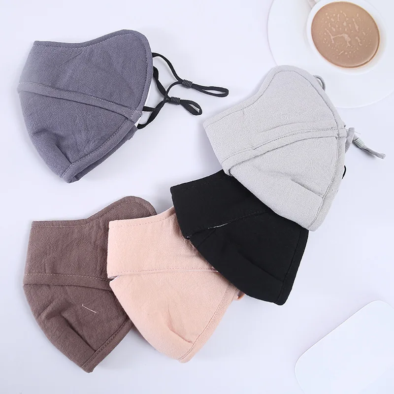 

Winter Women's 3-layer Thermal Cotton Mask for Cold Adult Dust-proof Face Mask Christmas Open Nose Breathable Reusable Mask
