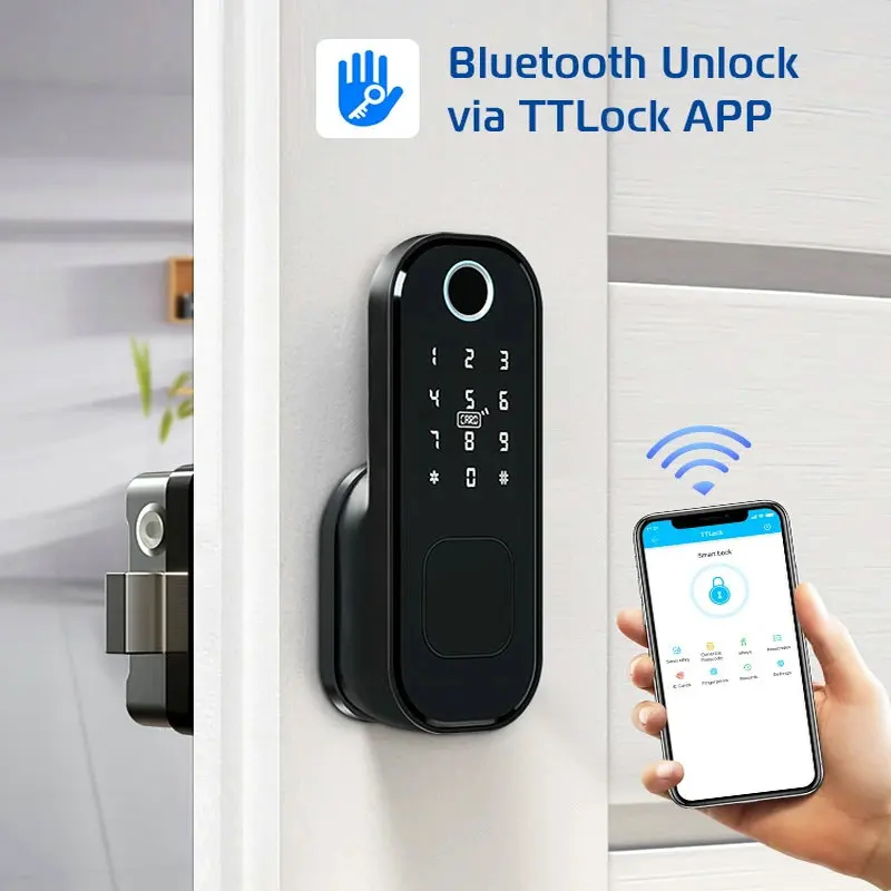 Smart Fingerprint Door Lock Bluetooth Wifi TTLock / TUYA APP RFID Key Passcode Electronic Doorlock Alexa &amp Google Assistant |