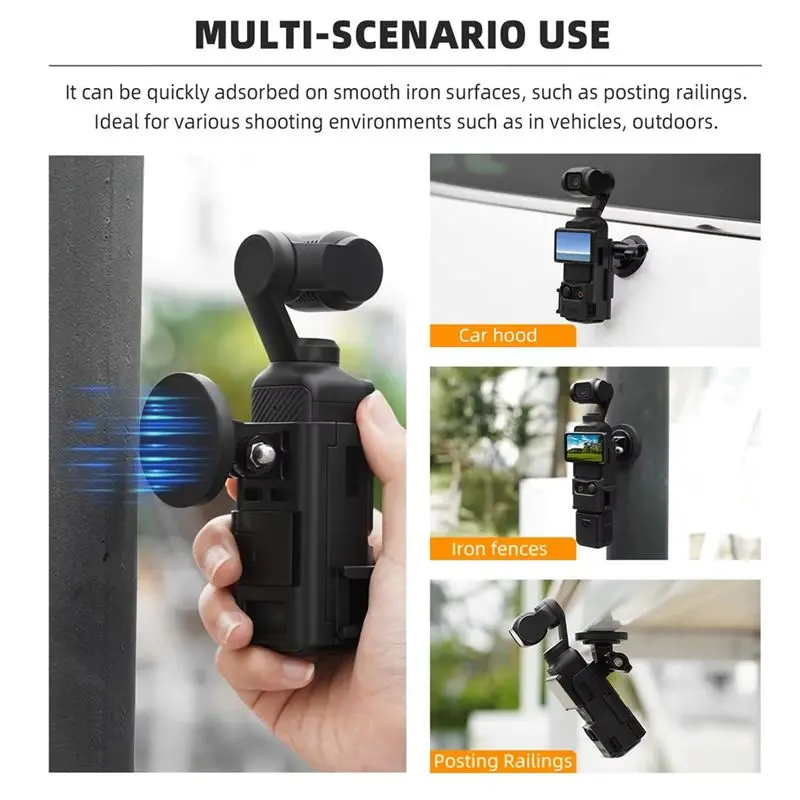 Фото Магнитное крепление Flymile для DJI Osmo Pocket 3, магнитный кронштейн-адаптер с креплением Cold Shoe для автомобиля, перил и других поверхностей. №5