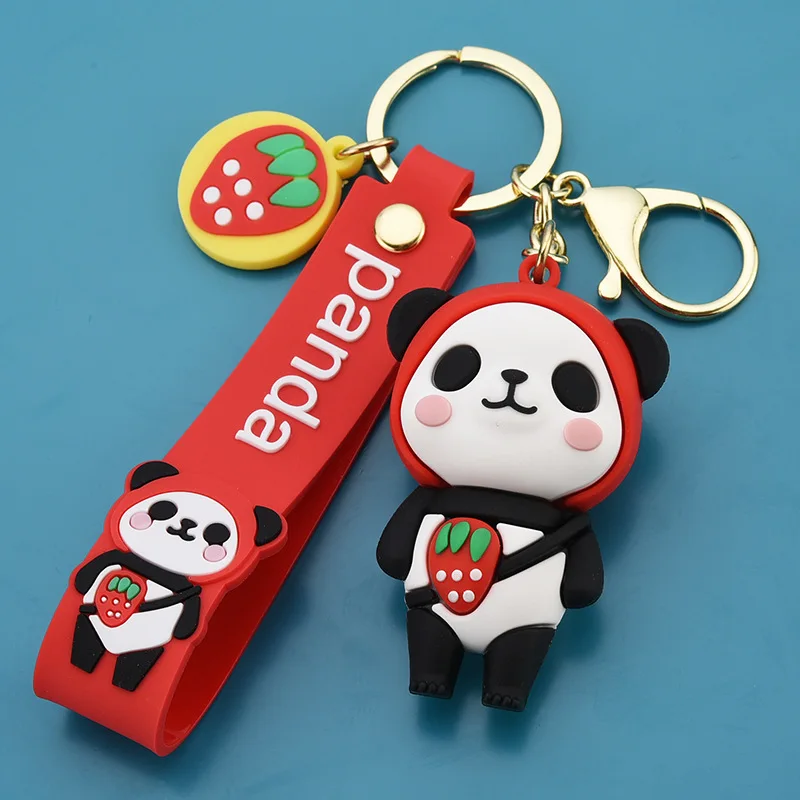 

16Cm Panda Kawaii Cartoon Cute Keychain Fruit Panda Pendant Key Accessories Couple Bag Hanging Ornaments Toy Small Gift