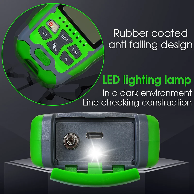 Mini Optical Power Meter AUA-MC7/MC5/M7/M5 Fiber Optic Cable Tester OPM -70~+10/-50~+26dBm With Network Test and LED Lighting