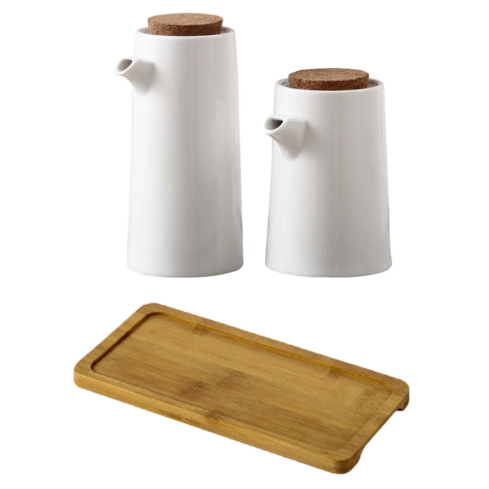 

Dispenser Oil Bottle Ceramic Olive Cruet Sauce Vinegar Soy Porcelain Setkitchentray Ressing Decanter Ceramics White Pot