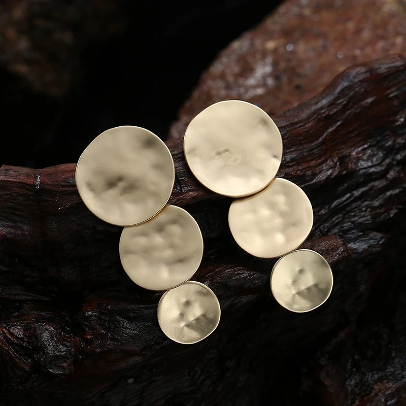 

Trendy Vintage Hammered Texture Round Disc Clip on Earrings Non Pierced Matte Platting for Women ZA Statement Earrings Jewelry