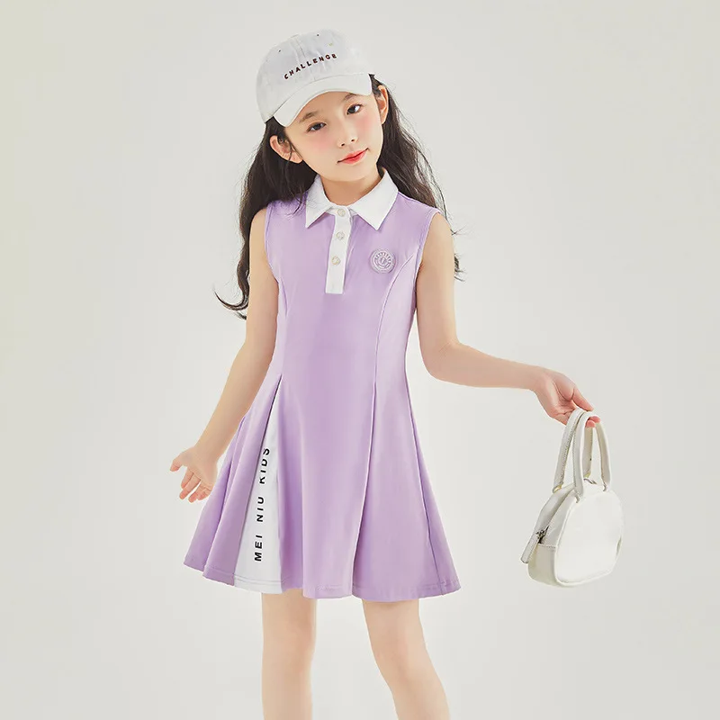 Детское платье-поло без рукавов ZOETOP корейское летнее цельное платье в стиле