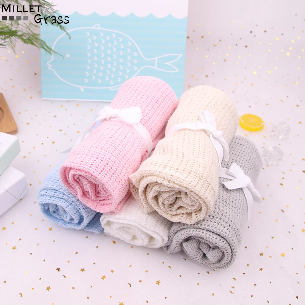 

Infant Hollow Blanket Cart Rug Solid Color Air Conditioning Blankets Sofa Rugs Hotel Bed Towel Carpet Bedding Quilt