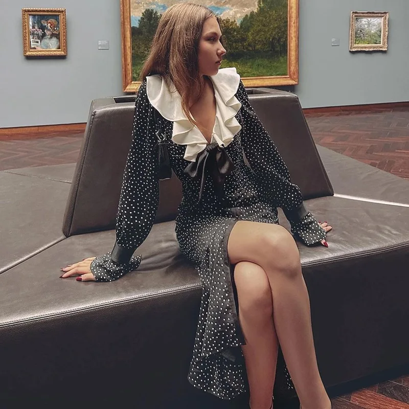

2023 New Autumn Women's Fashionable and Sexy French Style Floral Long-sleeved Dress Elegant and Casual Vestidos