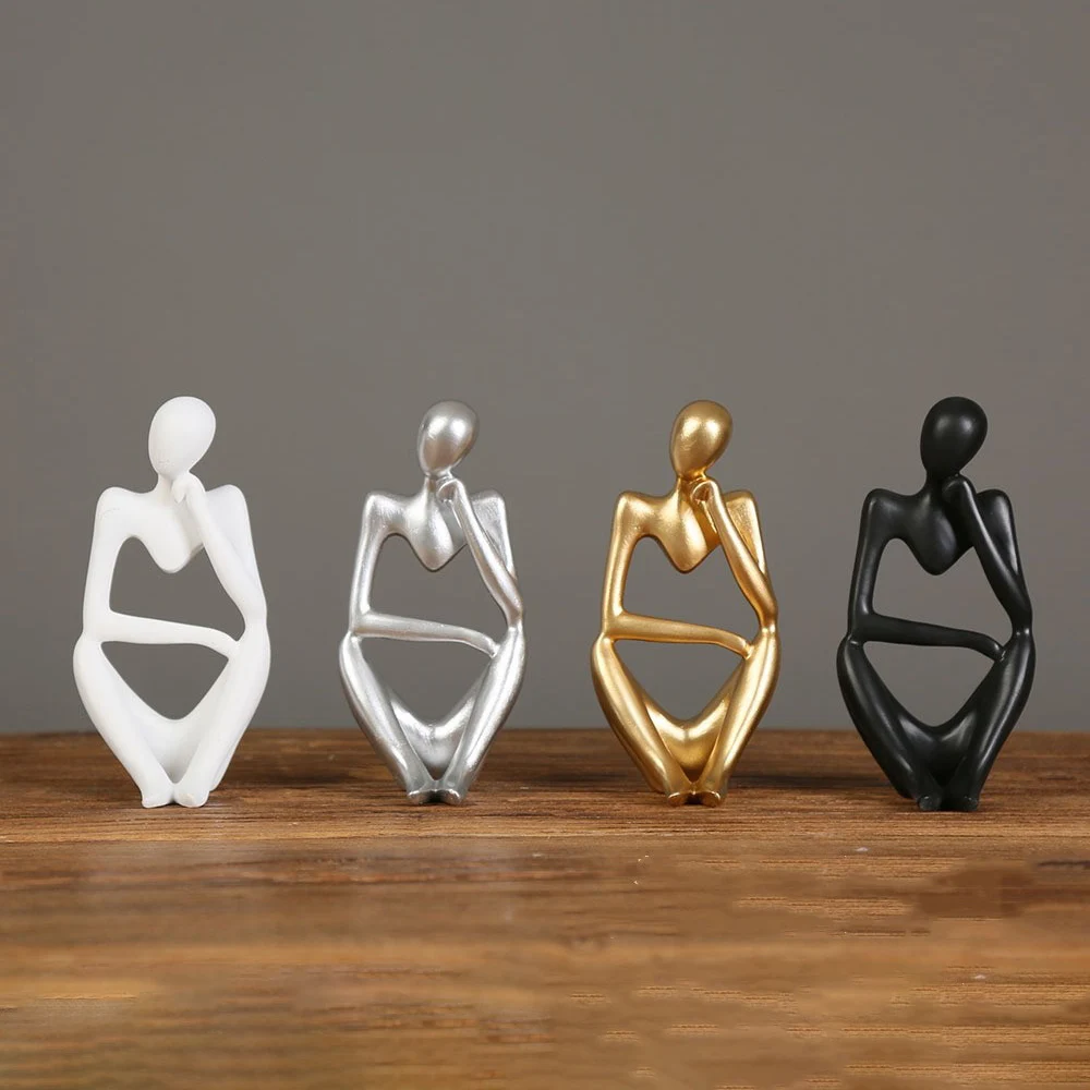

13cm Room Decor Minimalist Abstract Thinker Statue Resin Sculpture Miniature Figurine Character Ornaments Office Home Decoration
