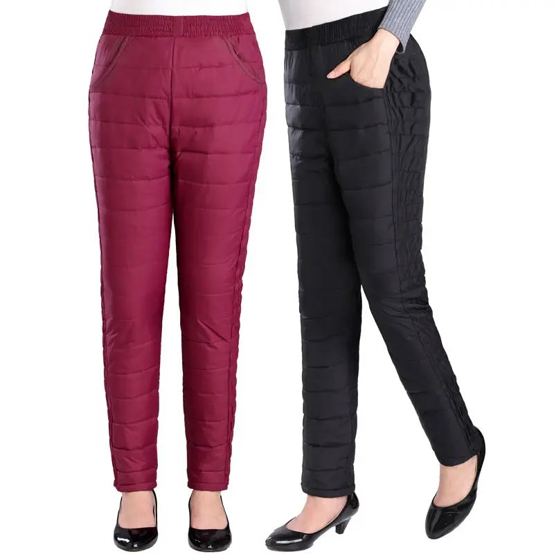 

Woman Cotton Trousers for Women's Snow Outerwear Winter New High Waist Thick Casual Feet Wide Leg Pants Warm Casual Pants G513