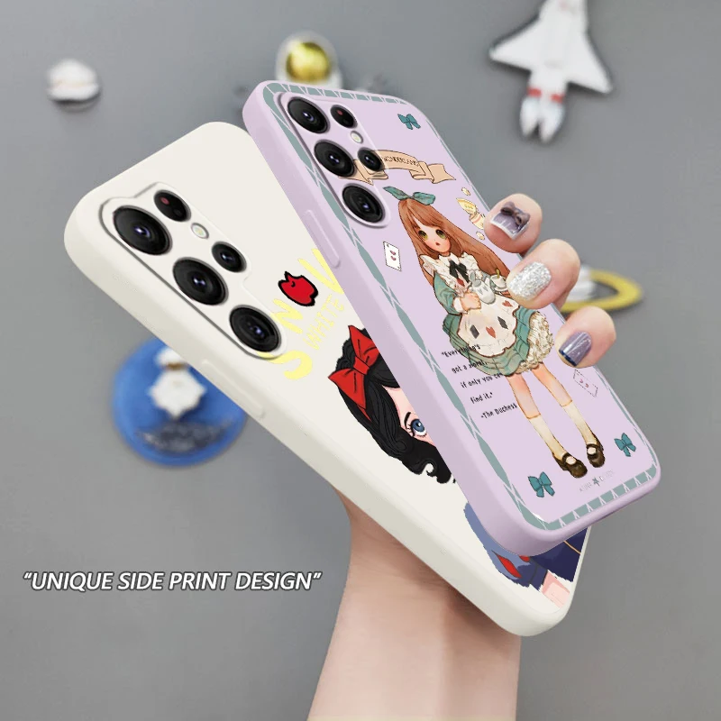 

Liquid Rope Cover Snow White Alice Disney Phone Case For Samsung Galaxy S22 S21 S20 FE S10 Note 20 10 Plus Lite Ultra 5G