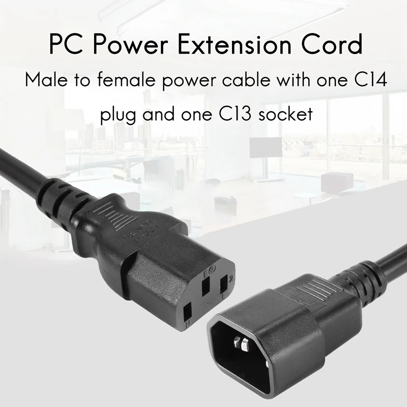 

Удлинительный кабель питания для ПК C13-C14, длина кабеля 2 м IEC UPS 3X, квадратный Удлинительный кабель питания для серверов/компьютеров