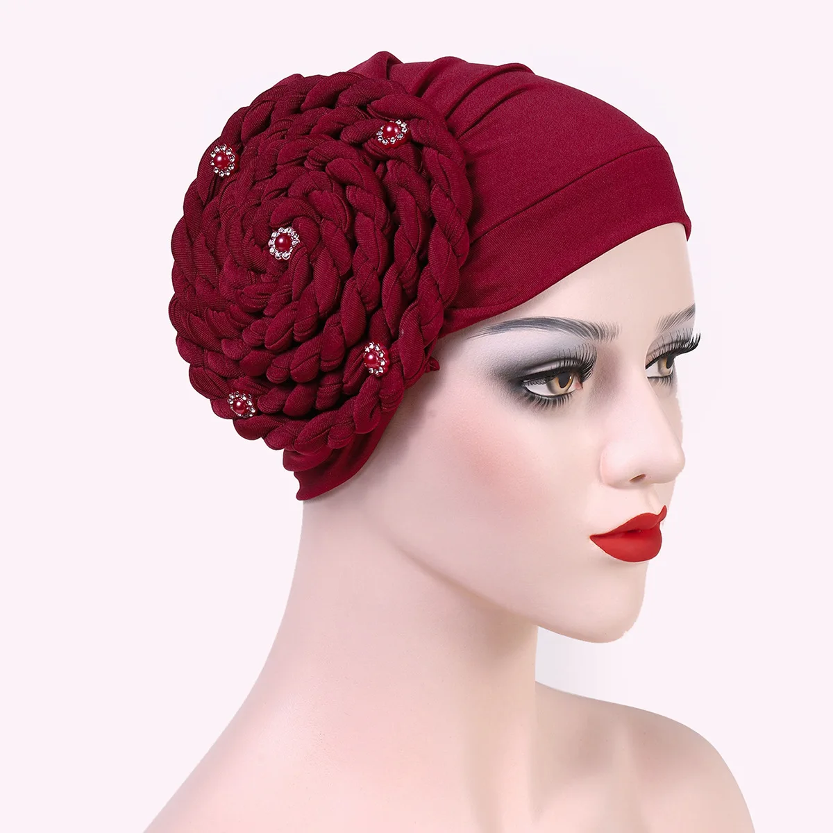 

CSBL 2022 bonnet women turban hat turbante femme Braid Spot Drill Snail Hat Moslin Hat Toque Hair Accessories Inner Hijabs
