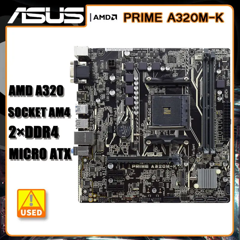

A320 Motherboard ASUS PRIME A320M-K Motherboard AM4 DDR4 32GB PCI-E 3.0 M.2 USB3.1 For Ryzen AM4 2nd Gen1st cpus