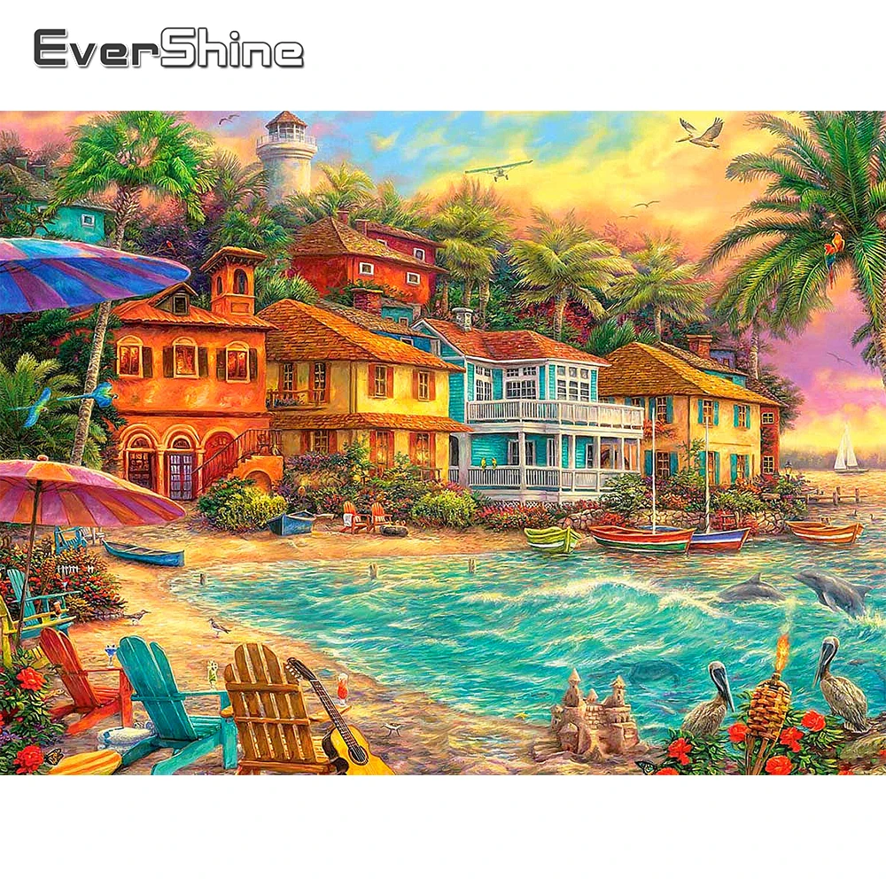 

EverShine полная алмазная вышивка вилла картина из страз алмазная живопись ферма пейзаж вышивка крестиком мозаика хобби