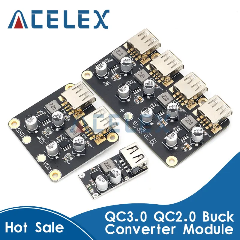 

USB QC3.0 QC2.0 DC-DC Buck Converter Charging Step Down Module 6-32V 9V 12V 24V to Fast Quick Charger Circuit Board 3V 5V 12V