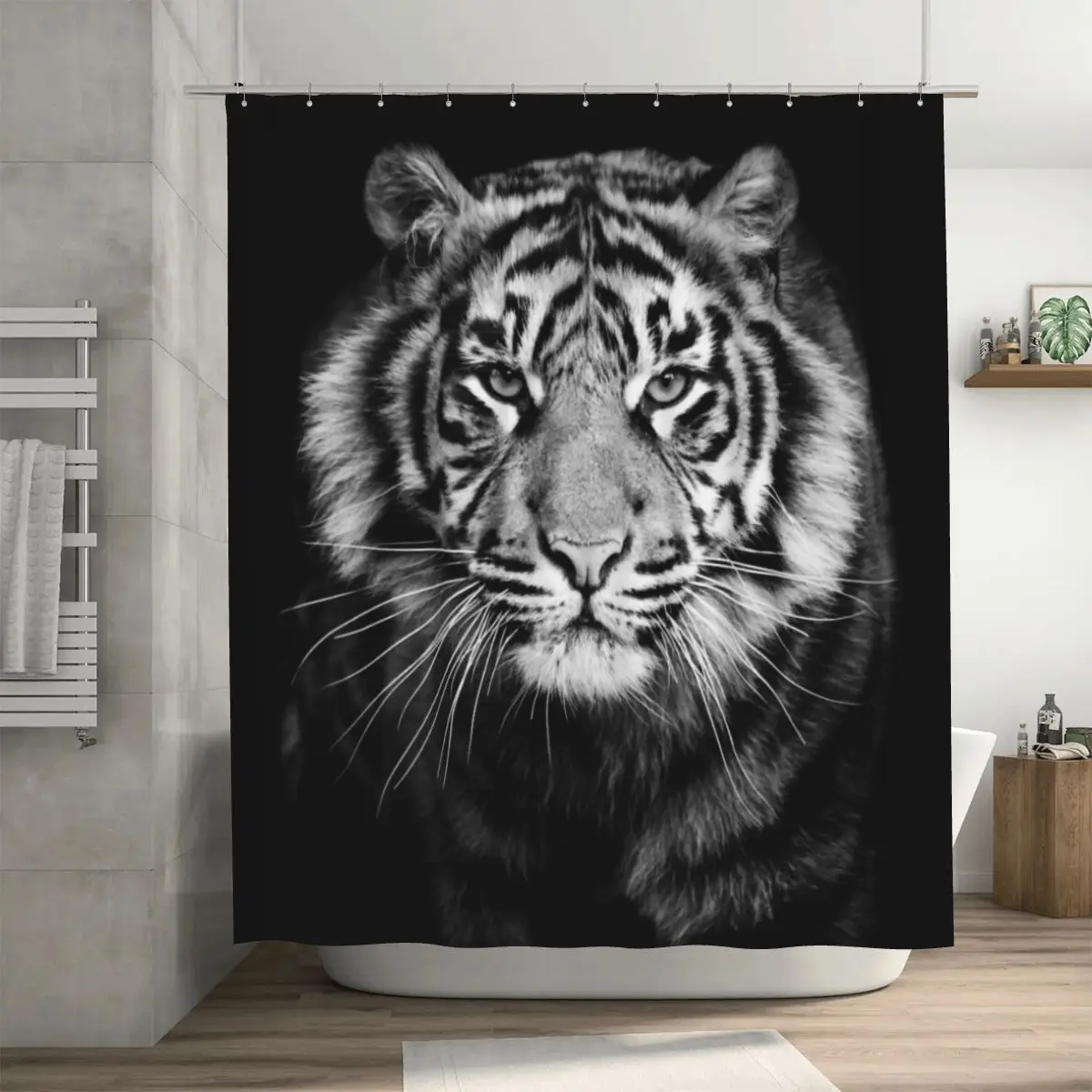 

Tiger Anime Shower Curtains Bathroom Home Decor Bath Waterproof MildewProof Frabic Polyester with Hooks Modern Design Funny