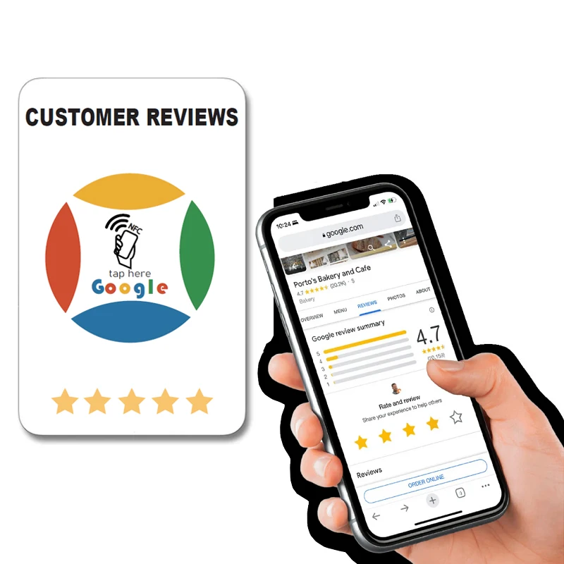 

Contactless Google Review Cards NFC Tap Card Boost your business reviews ZapCards Instgram Social Media Cards