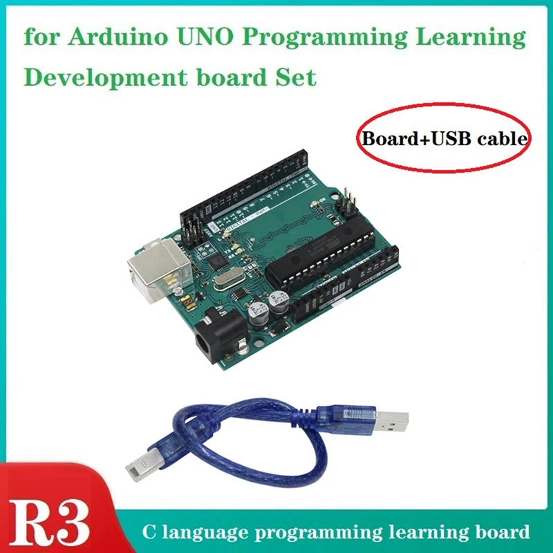 

For Arduino UNO R3 Atmega328p 32KB 7-9V Arduino MCU C Language Programming Learning Development Board Green With Data Cable