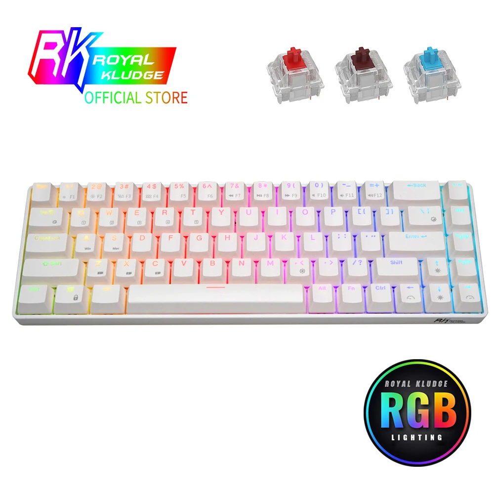 

RK68 (RK855) RGB Wireless 65% Compact Mechanical Keyboard, 68 Keys 60% Bluetooth Hot Swappble Gaming Keyboard Hot swap Switches